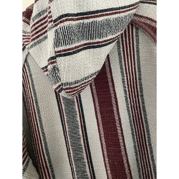 American Crown Baja Hoodie XL Pullover Striped Surf Rug Knit Gray Maroon Pocket - Picture 11 of 11